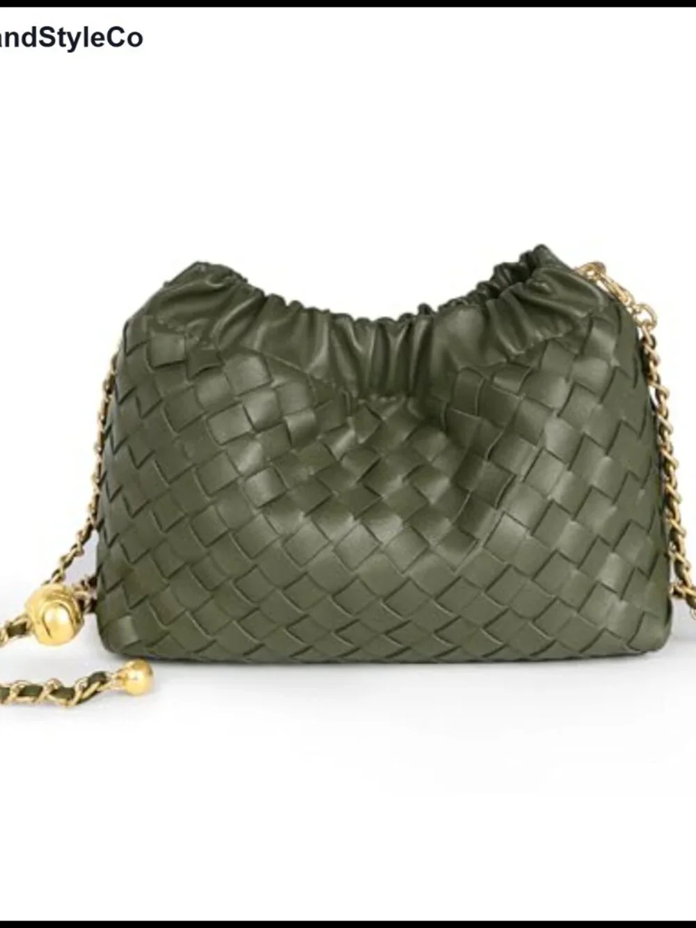 Faux Leather Woven Hobo Bag & Crossbody Purse with Ruched Design